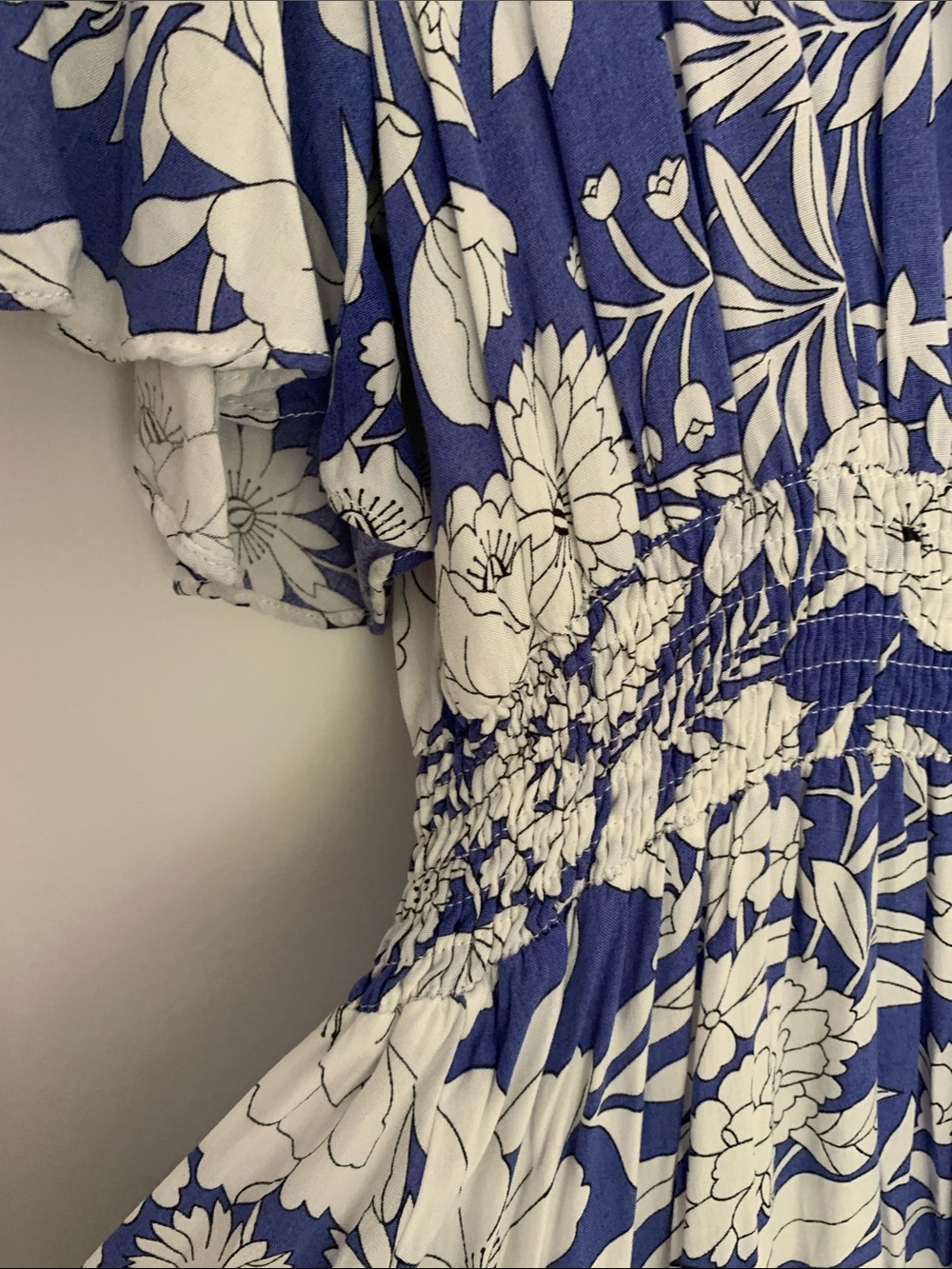EUC KorMei Blue and White Floral High Low Maxi Dress with Smocked Waist XL - Picture 8 of 9